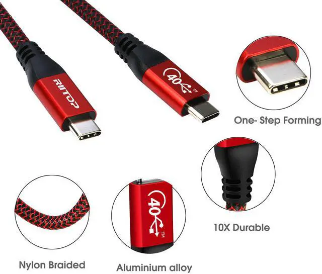 Alt view image 6 of 7 - RIITOP USB 4 Cable 3.3 ft for Thunderbolt 4 3 Cable, Support 100W Charging, 40Gbps Data Transfer, 8K HD Video Display, USB C to USB C Cable, for USB Type-C Laptop, Hub, Docking, and More
