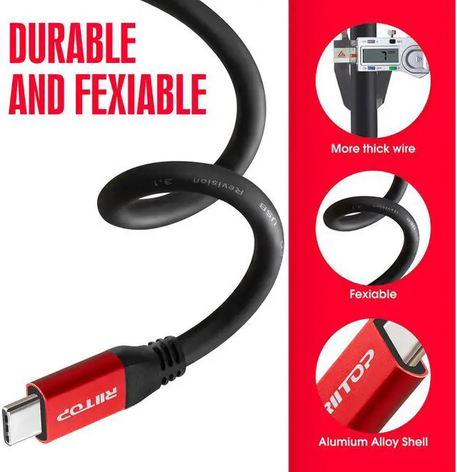 Alt view image 3 of 7 - USB C to USB C Charger Charging Cable 100W 20V/5A 14.8FT, RIITOP USB Type C 3.2 10Gbps PD Charging Cable for MacBook Pro 2020, iPad Mini 6, iPad Pro 2020, iPad Air 4, Galaxy S20 Plus S9 S8, Switch