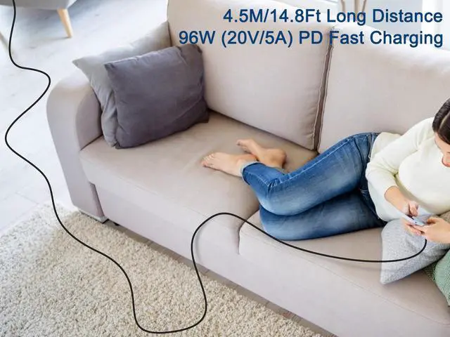 Alt view image 5 of 7 - USB C to USB C Charger Charging Cable 100W 20V/5A 14.8FT, RIITOP USB Type C 3.2 10Gbps PD Charging Cable for MacBook Pro 2020, iPad Mini 6, iPad Pro 2020, iPad Air 4, Galaxy S20 Plus S9 S8, Switch