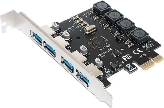 Main image of 4 Port USB3.0 PCIe Expansion Card Adapter (No need power supply), Hi Speed 5Gbps UASP For Desktop PC Computer Windows Server, XP,7, Vista, 8, 8.1, 10, Build in Self-Powered