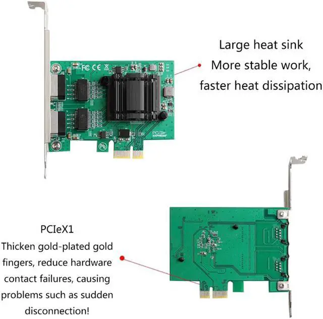 Alt view image 4 of 6 - PCIe Ethernet Network Adapter Card 1000M, RIITOP PCI Express Dual Port RJ45 Gigabit Ethernet Card for Desktop PC, Support Windows server 2008 r2, 2012, 2016, 2019, Windows 7/8/10/11,Linux