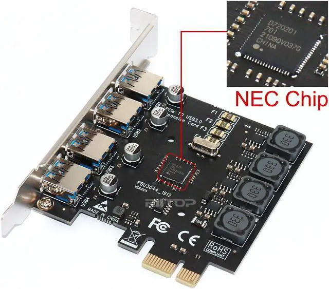 Alt view image 6 of 6 - 4 Port USB3.0 PCIe Expansion Card Adapter (No need power supply), Hi Speed 5Gbps UASP For Desktop PC Computer Windows Server, XP,7, Vista, 8, 8.1, 10, Build in Self-Powered