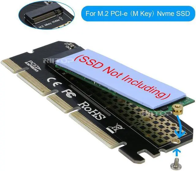 Alt view image 5 of 7 - NVMe PCIe Adapter Card, RIITOP PCIe M.2 SSD NVMe AHCI to PCIe Gen 3.0 x4 x8 x16 Full Speed Converter Card for Desktop PC, Support (M Key) M.2 SSD 2280/2260/2242/2230 mm