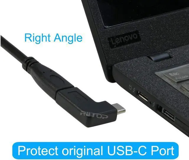 Alt view image 4 of 6 - RIITOP USB C Right Angle Adapter 2Pack, 90 Degree USB C to USB Type-C Male to Female Adapter, Support USB-C 3.1 PD 100W Quick Charge 10Gbps Data Transfer, for Laptop & Tablet & Mobile Phone -Black