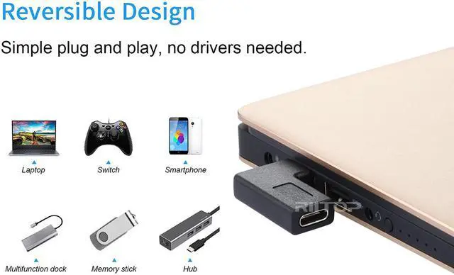 Alt view image 2 of 6 - RIITOP USB C Right Angle Adapter 2Pack, 90 Degree USB C to USB Type-C Male to Female Adapter, Support USB-C 3.1 PD 100W Quick Charge 10Gbps Data Transfer, for Laptop & Tablet & Mobile Phone -Black