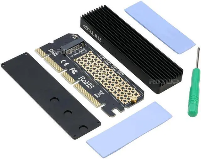 Alt view image 7 of 7 - RIITOP NVMe Adapter M.2 PCIe SSD to PCI-e x4/x8/x16 Converter Card with Heat Sink for M.2 (M Key) NVMe SSD 2280/2260/2242/2230 mm