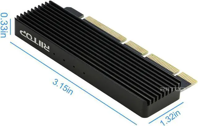 Alt view image 6 of 7 - RIITOP NVMe Adapter M.2 PCIe SSD to PCI-e x4/x8/x16 Converter Card with Heat Sink for M.2 (M Key) NVMe SSD 2280/2260/2242/2230 mm