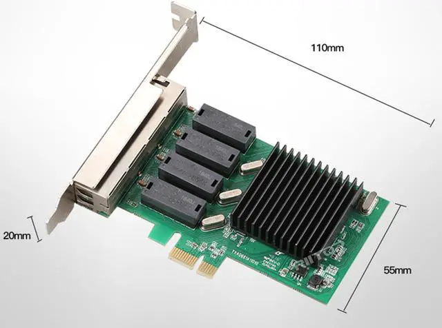 Alt view image 3 of 5 - 4 Port Gigabit Ethernet PCIe PCI-e x1 Network Interface Card (NIC) 10/100/1000 Mbps Realtek 8111 Chipset,RIITOP PCI Express x1 to 1G Network Adapter Card