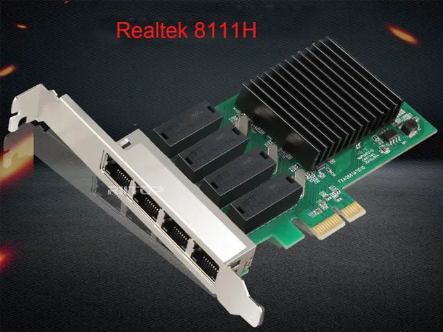 Alt view image 4 of 5 - 4 Port Gigabit Ethernet PCIe PCI-e x1 Network Interface Card (NIC) 10/100/1000 Mbps Realtek 8111 Chipset,RIITOP PCI Express x1 to 1G Network Adapter Card