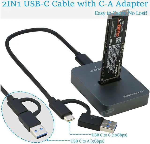 Alt view image 5 of 7 - M.2 NVMe to USB C Docking Station, RIITOP External M.2 SSD to USB-C Reader Adapter for Both PCIe NVMe SSD M Key and B+M Key SATA-Based SSD
