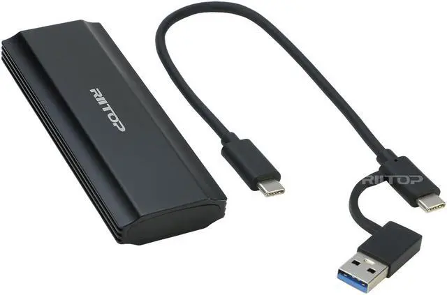 Alt view image 7 of 7 - M.2 NVMe SSD Enclosure Case 10Gbps USB-C, RIITOP M.2 to USB 3.2 Type-C Reader Case (10Gbps) for Both M.2 PCI-e (M Key) NVMe SSD & (B+M Key) SATA-Based SSD