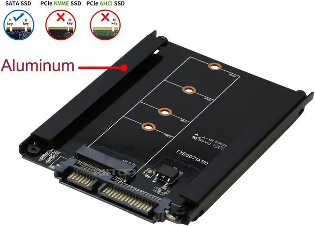 Alt view image 2 of 7 - RIITOP M.2 NGFF to SATA 2.5inch Adapter Converter Open-Frame Bracket, For B Key M.2 NGFF SATA SSD 2280/2260/2242/2230 mm, Aluminum in Black