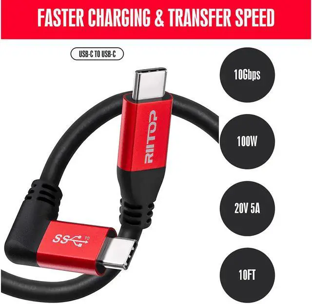 Alt view image 2 of 7 - VR Link Cable Compatible with Oculus Quest 2 10ft, RIITOP USB C to Type C 10Gbps Data Transfer & 5A PD Charging Cable for Meta Quest 2 VR Headset and Gaming PC, 4K Video Streming