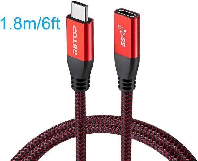 Alt view image 7 of 7 - USB Type C Extension Cable 10Gbps Data Transfer, Fast Charge 100W, HD 4K @60Hz Video Output, Braided USB Type C Cord 6ft Male to Female for MacBook Pro 2020, iPad Pro 2020, iPad Air 4, Galaxy S20
