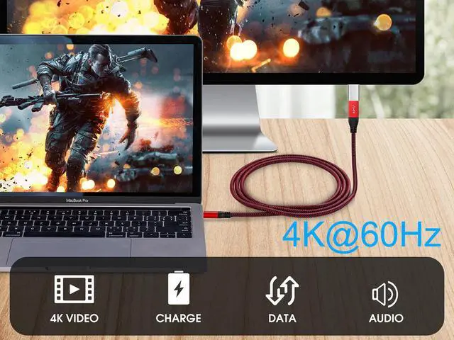 Alt view image 2 of 7 - USB Type C Extension Cable 10Gbps Data Transfer, Fast Charge 100W, HD 4K @60Hz Video Output, Braided USB Type C Cord 6ft Male to Female for MacBook Pro 2020, iPad Pro 2020, iPad Air 4, Galaxy S20