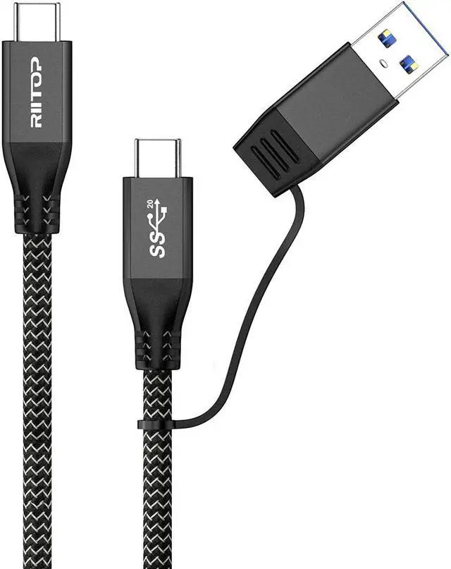 Alt view image 5 of 6 - USB 3.2 Type C to USB C Cable 20Gbps 100W 1ft, 2-in-1 USB-A/C to USB-C Fast Charger Charging Cable Cord and Data Sync for Apple MacBook Pro/Air 2020,iPad Pro 2020,Samsung Galaxy S21,Type-C Laptops