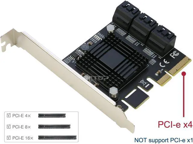 Alt view image 3 of 6 - PCIe SATA Card 6Ports, RIITOP PCI-e Express to SATA3 6Gbps Expansion Controller Adapter Card, ASM1166 Chip Non-Raid,with 6 SATA Cables and Low Profile Bracket, Support 6 SATA 3.0 Devices