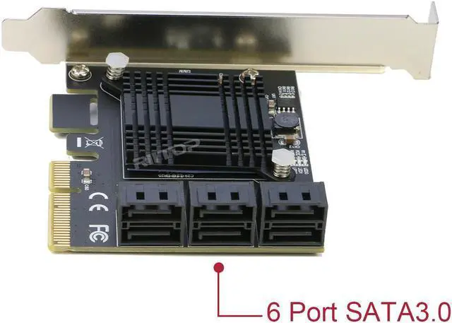 Alt view image 5 of 7 - PCIe SATA Card 6 Port, RIITOP PCI-e x4 to SATA3 6Gbps Expansion Controller with ASM1166 Chipset Non-Raid, Support 6 SATA 3.0 Devices for Desktop PC (NOT support boot system!)