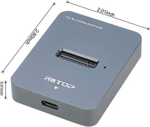 Alt view image 6 of 7 - M.2 NVMe to USB C Docking Station, RIITOP External M.2 SSD to USB-C Reader Adapter for Both PCIe NVMe SSD M Key and B+M Key SATA-Based SSD