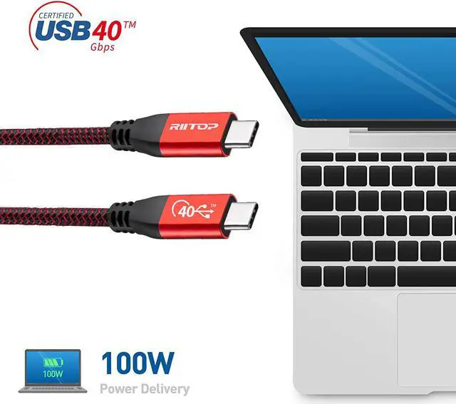 Alt view image 4 of 7 - RIITOP USB 4 Cable 3.3 ft for Thunderbolt 4 3 Cable, Support 100W Charging, 40Gbps Data Transfer, 8K HD Video Display, USB C to USB C Cable, for USB Type-C Laptop, Hub, Docking, and More