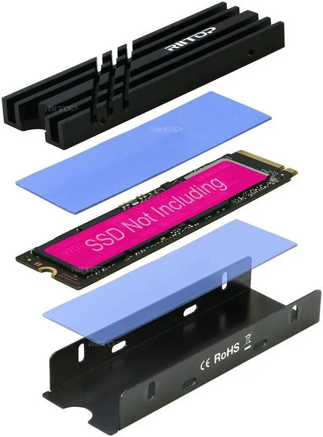 Alt view image 2 of 7 - RIITOP M.2 SSD Heatsink Cooler with Thermal Silicone pad for Desktop PC PS5 M.2 PCIE NVME or SATA SSD 2280mm