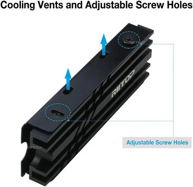Alt view image 3 of 7 - RIITOP M.2 SSD Heatsink Cooler with Thermal Silicone pad for Desktop PC PS5 M.2 PCIE NVME or SATA SSD 2280mm