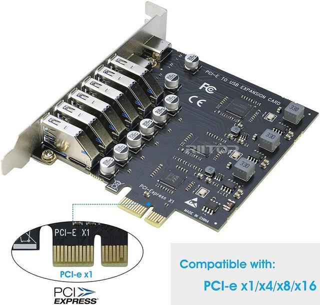 Alt view image 2 of 7 - PCI-E to 8 Port USB 3.0 (2xUSB-C, 6x USB-A ) Expansion Card 5Gbps,External PCI Express USB3.0 Adapter Card For Desktop PC PCI-e 1x, Support Windows 10/8/7/XP