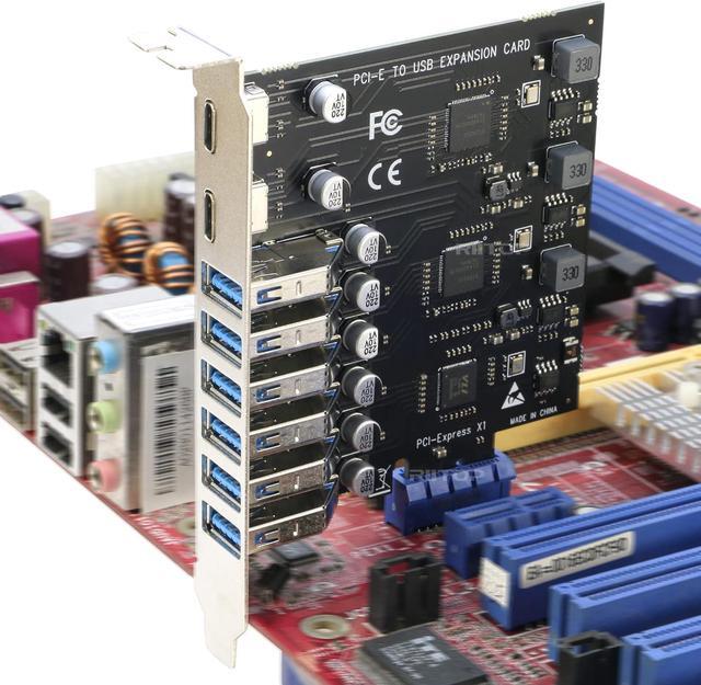 Alt view image 6 of 7 - PCI-E to 8 Port USB 3.0 (2xUSB-C, 6x USB-A ) Expansion Card 5Gbps,External PCI Express USB3.0 Adapter Card For Desktop PC PCI-e 1x, Support Windows 10/8/7/XP