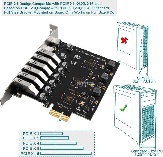 Alt view image 7 of 7 - PCI-E to 8 Port USB 3.0 (2xUSB-C, 6x USB-A ) Expansion Card 5Gbps,External PCI Express USB3.0 Adapter Card For Desktop PC PCI-e 1x, Support Windows 10/8/7/XP