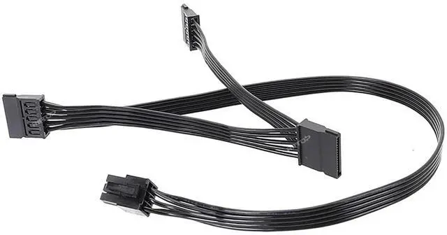 Alt view image 7 of 7 - SATA Power Cable for Corsair PSUs, 6 Pin to 3X 15 Pin SATA Hard Drive Power Adapter Splitter for BTC Mining Riser Card 15.7-in(40cm)