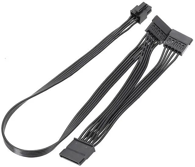 Alt view image 6 of 7 - SATA Power Cable for Corsair PSUs, 6 Pin to 3X 15 Pin SATA Hard Drive Power Adapter Splitter for BTC Mining Riser Card 15.7-in(40cm)
