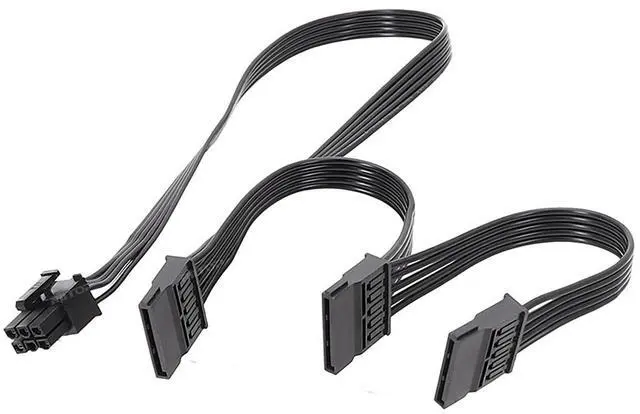 Main image of SATA Power Cable for Corsair PSUs, 6 Pin to 3X 15 Pin SATA Hard Drive Power Adapter Splitter for BTC Mining Riser Card 15.7-in(40cm)