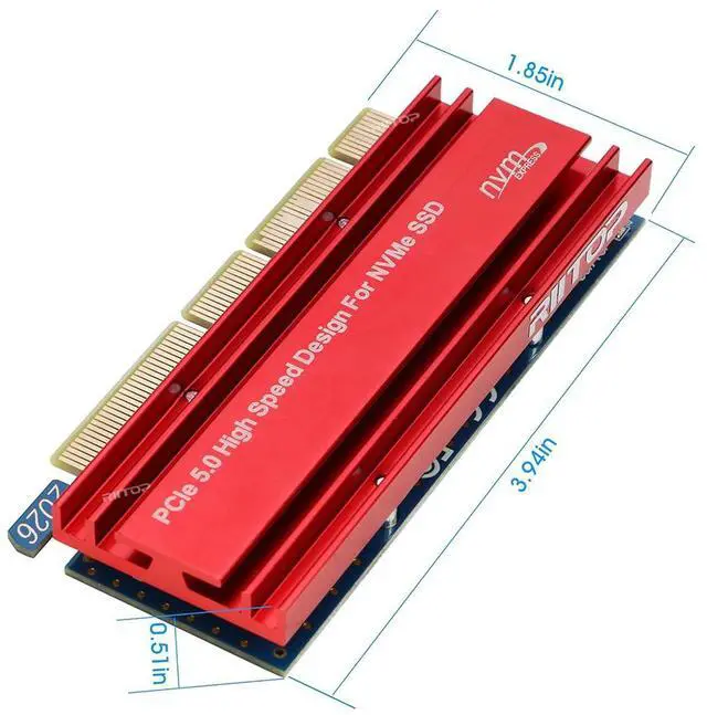 Alt view image 6 of 7 - M.2 NVMe to PCIE 5.0 4x 8x 16x Adapter Card, For M Key 2230 2242 2260 2280 mm Size PCIe M.2 SSD Full Speed