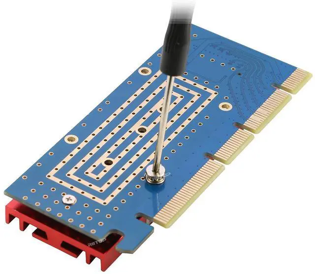 Alt view image 4 of 7 - M.2 NVMe to PCIE 5.0 4x 8x 16x Adapter Card, For M Key 2230 2242 2260 2280 mm Size PCIe M.2 SSD Full Speed