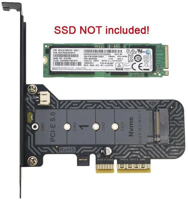 Alt view image 2 of 7 - RIITOP M.2 SSD to PCIe 5.0 x4 Adapter Card Support 2230, 2242, 2260 2280 M.2 NVMe SSD PCIe 5.0 Speed