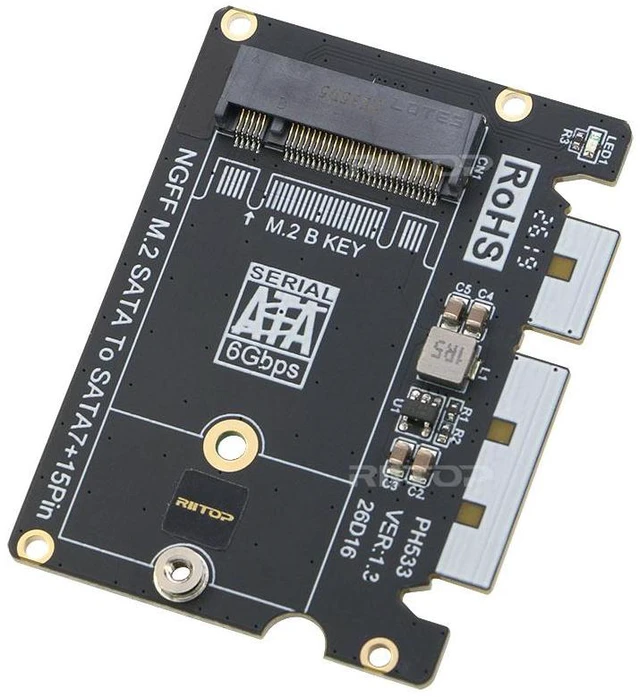 Alt view image 2 of 7 - RIITOP M.2 NGFF to SATA Adapter 6Gbps, B+M Key SSD, No NVMe, Driver-Free, Support B-Key / B+M Key 2230, 2242mm SSD