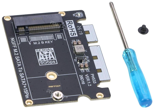 Alt view image 7 of 7 - RIITOP M.2 NGFF to SATA Adapter 6Gbps, B+M Key SSD, No NVMe, Driver-Free, Support B-Key / B+M Key 2230, 2242mm SSD