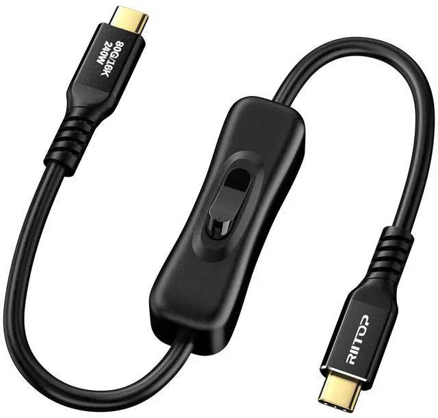 Main image of 80Gbps USB C to C Cable with ON/OFF Switch 1FT 240W, Compatible with Thunderbolt 5