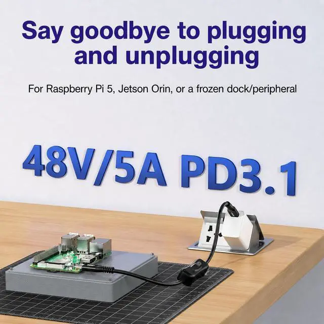 Alt view image 3 of 7 - 80Gbps USB C to C Cable with ON/OFF Switch 1FT 240W, Compatible with Thunderbolt 5