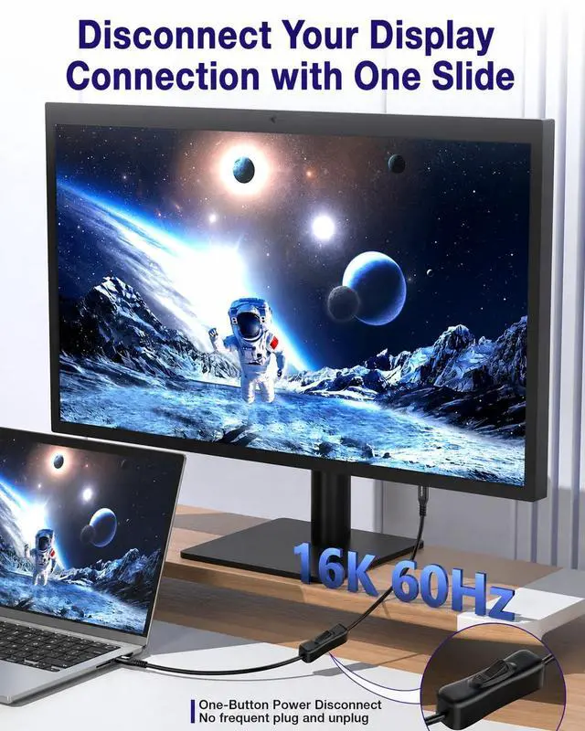 Alt view image 7 of 7 - 80Gbps USB C to C Cable with ON/OFF Switch 1FT 240W, Compatible with Thunderbolt 5