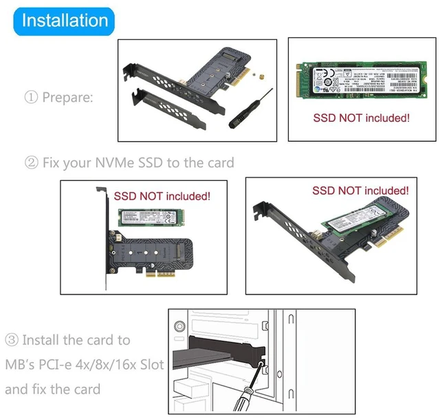 Alt view image 6 of 7 - NVMe to PCIe 5.0 Adapter, RIITOP M-Key M.2 to PCIe 5.0 x4 Converter Card Support 2230, 2242, 2260 2280 mm M-Key M.2 NVMe SSD work on 128Gbps Transfer Speed