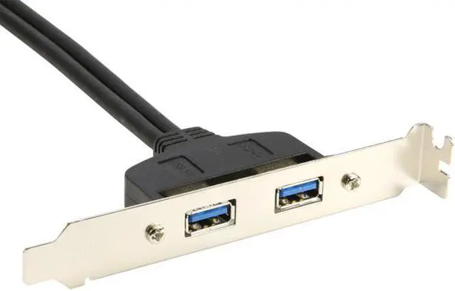 Alt view image 3 of 6 - RIITOP Mainboard 19/20pin Header to 2-Port USB 3.0 Female Extender Adapter Cable with PCI Bracket Back Panel 1.5ft
