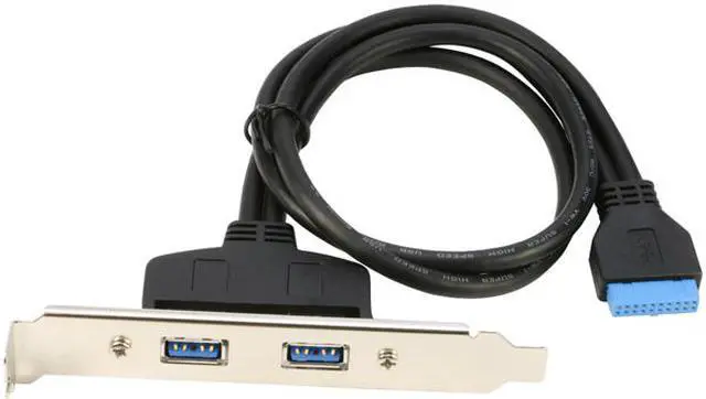 Alt view image 6 of 6 - RIITOP Mainboard 19/20pin Header to 2-Port USB 3.0 Female Extender Adapter Cable with PCI Bracket Back Panel 1.5ft
