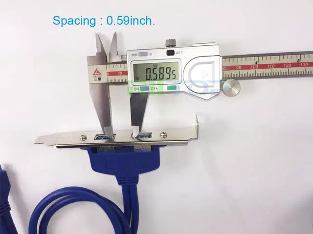 Alt view image 2 of 7 - Dual Port USB 3.0 Hub Combo Back Panel to Motherboard 20-pin Cable with PCI Bracket 50cm in Blue