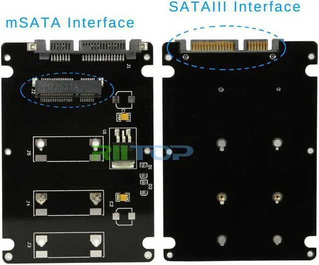 Alt view image 2 of 7 - mSATA to SATA, RIITOP Mini PCIe mSATA SSD to 2.5" SATA 7+15 pin Converter Adapter with 7mm Thickness Enclosure Case Plastic For Laptop 2.5-inch HDD Hard Drive Bay