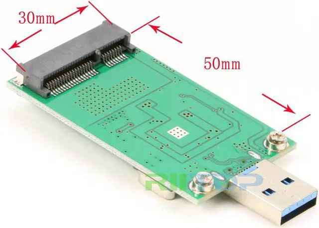 Alt view image 5 of 7 - mSATA SSD to USB Converter Adapter Card External USB 3.0 to mSATA SSD Mini SATA SSD Reader (No need cable) Module Board UASP ASM1153E Chpset Hi Speed 5Gb