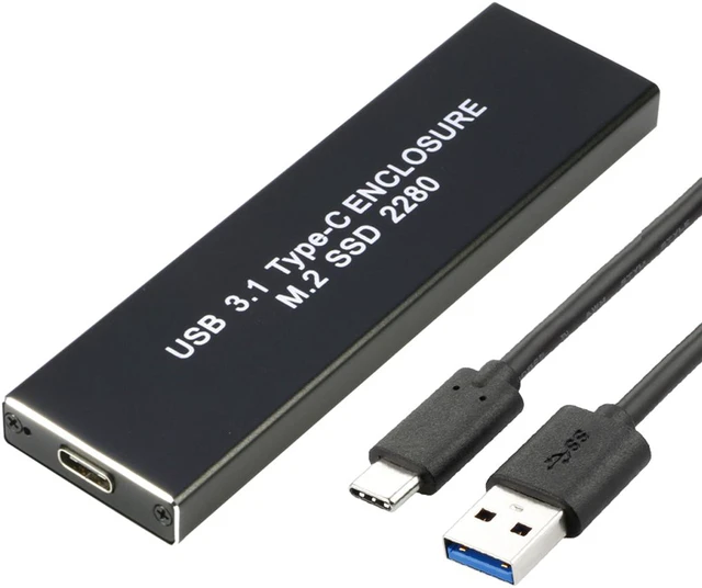 Main image of M.2 SATA Based NGFF SSD to USB-C Type C 3.1 Adapter Enclosure for m.2 ngff 2280 B+M Key SATA Channel SSD with Cable (No SSD)