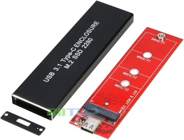 Alt view image 4 of 7 - M.2 SATA Based NGFF SSD to USB-C Type C 3.1 Adapter Enclosure for m.2 ngff 2280 B+M Key SATA Channel SSD with Cable (No SSD)