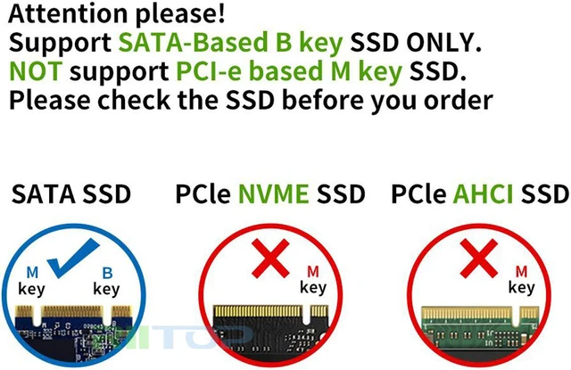Alt view image 2 of 7 - M.2 SATA Based NGFF SSD to USB-C Type C 3.1 Adapter Enclosure for m.2 ngff 2280 B+M Key SATA Channel SSD with Cable (No SSD)