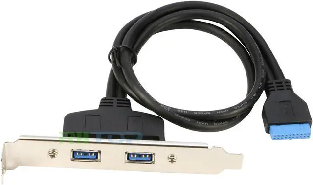 Alt view image 3 of 6 - RIITOP 2 Ports USB 3.0 Female Back Panel to MB 20pin Header Connector Cable Adapter with PCI Slot Plate Bracket 1.5ft